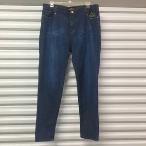 Y2K Vintage Old Skool Jeans Women's Size Plus 20 Blue Denim Embroidered Cowgirl